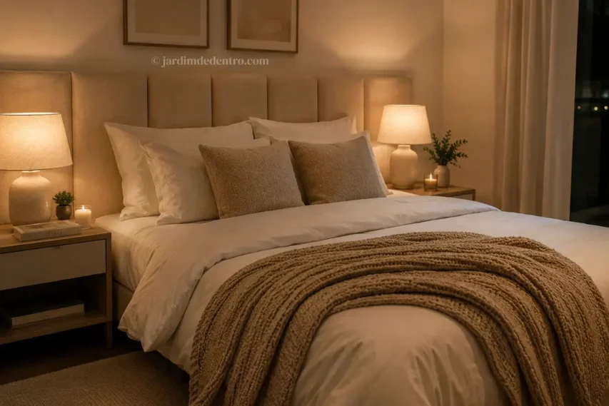 Roupa de cama neutra e bem estruturada - compras inteligentes