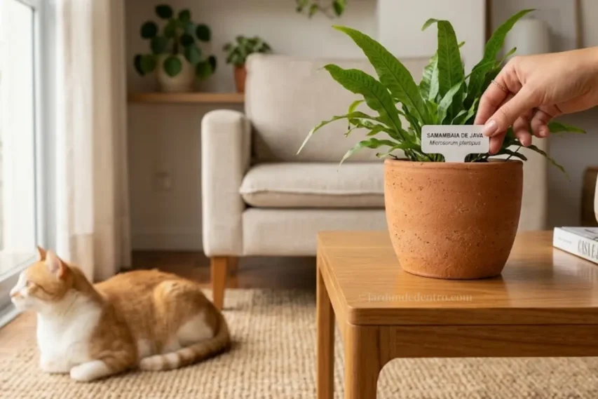 Identificação de planta antes de colocá-la em uma casa com gato